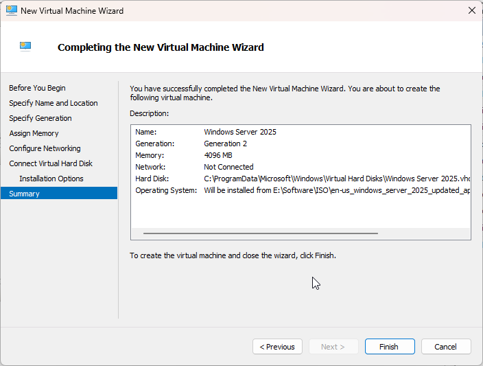 Bảng tổng hợp thông số máy ảo
