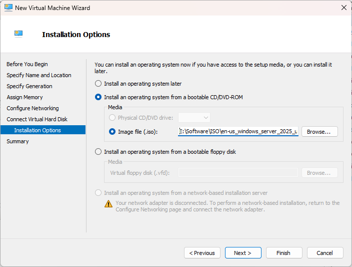 Trỏ file ISO cài đặt