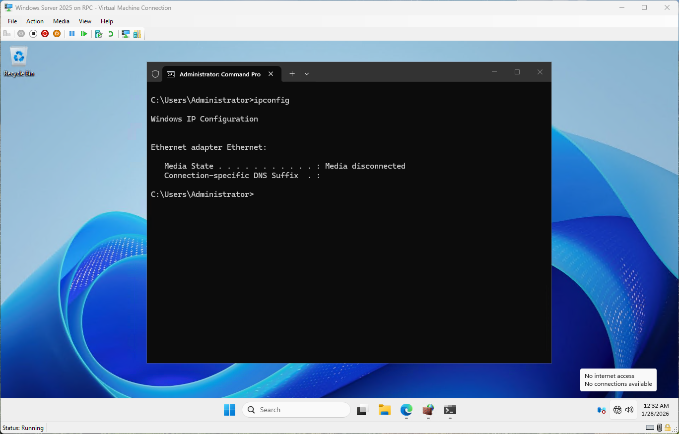 Máy ảo chưa được cấp IP